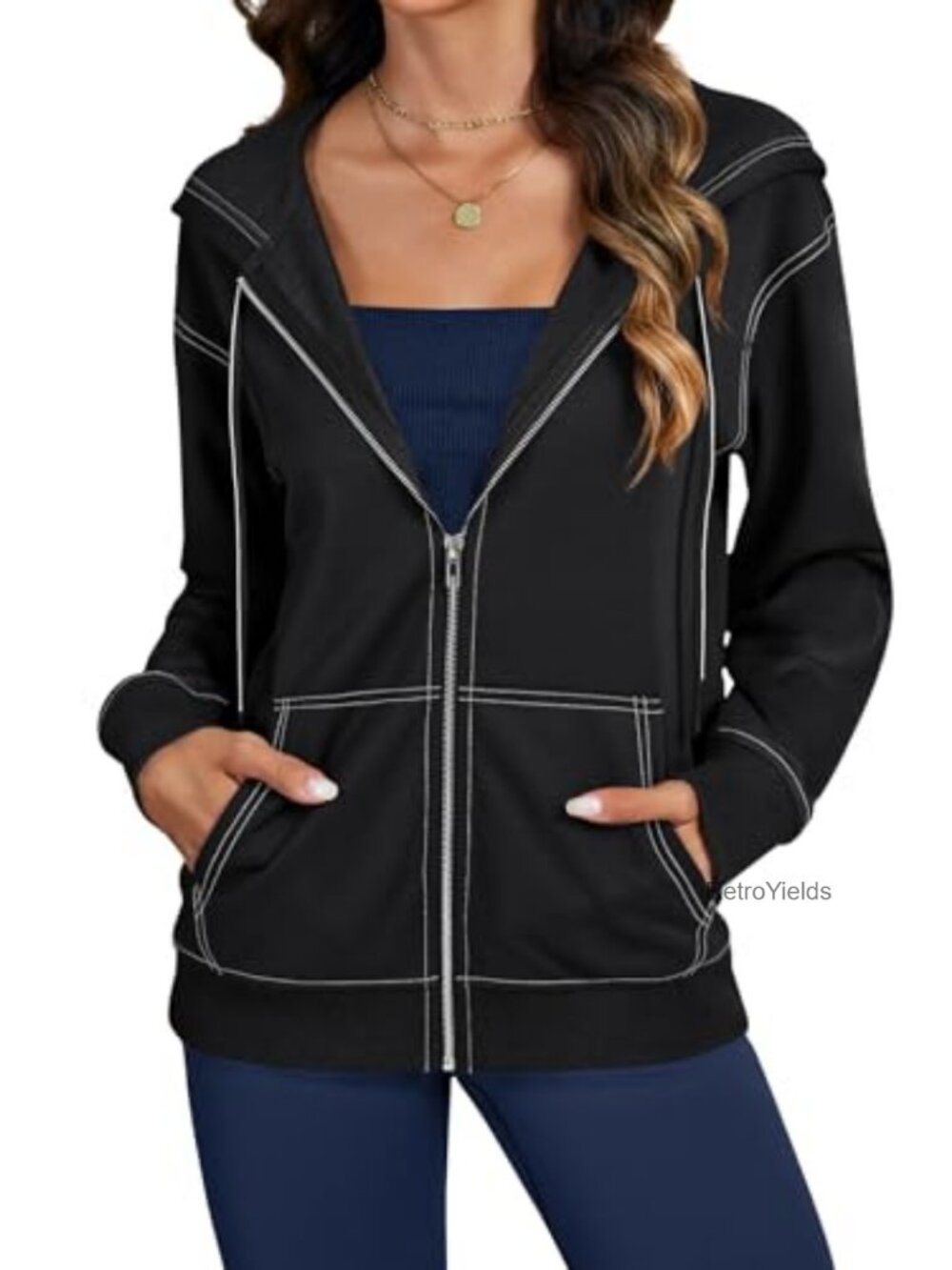 Women's Full Zip Up Hoodie Sweatshirt Long Sleeve Lightweight